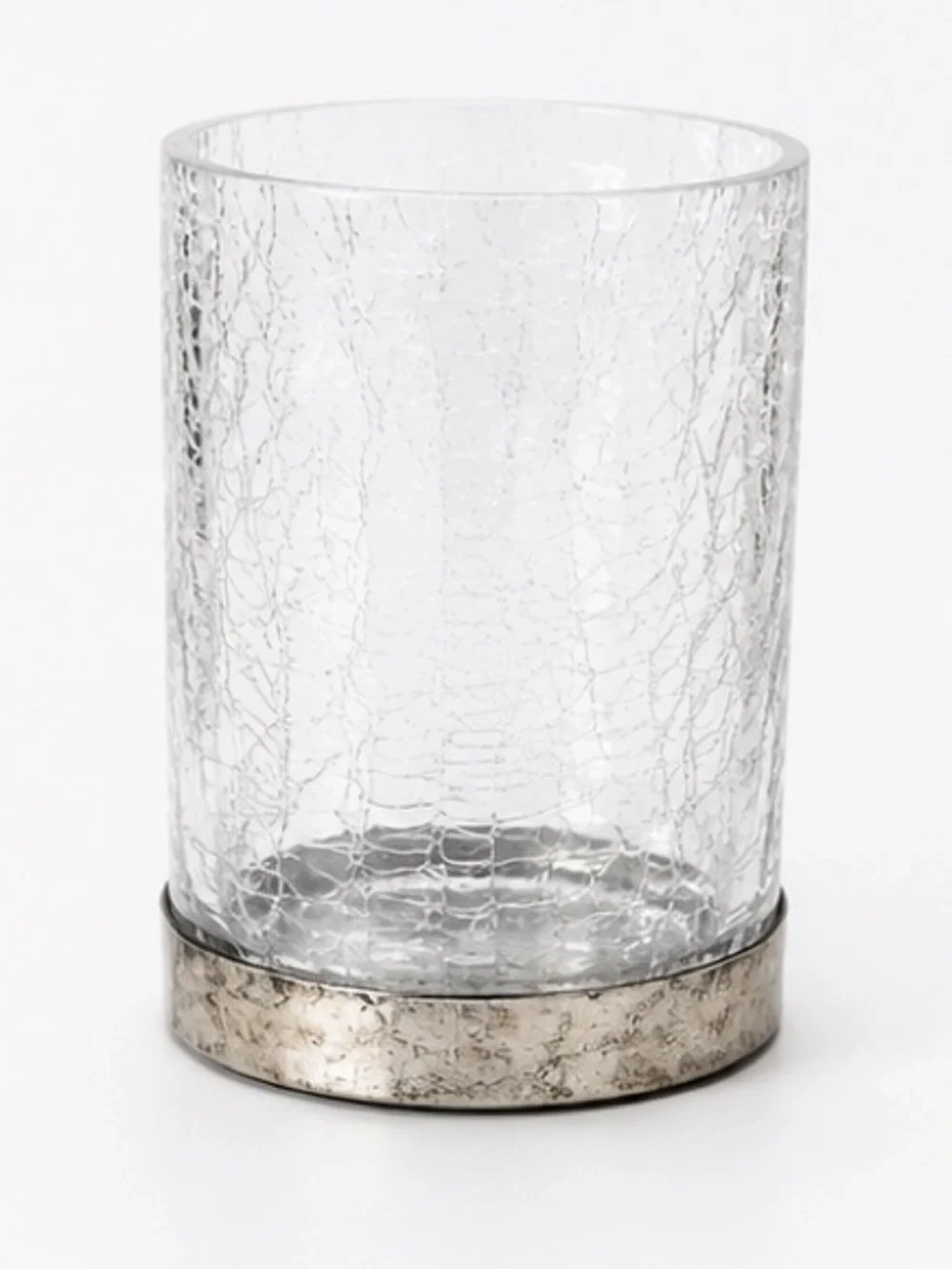 Glass with Metal Bottom Makeup Brush Holder
